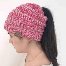 Load image into Gallery viewer, Soft Knit Ponytail Beanie Hat
